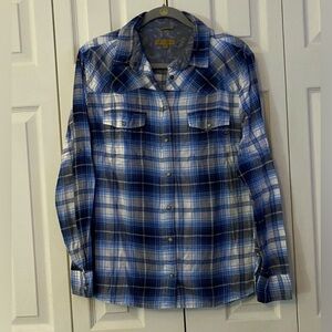 JACHS Girlfriend Blue Plaid Flannel Shirt